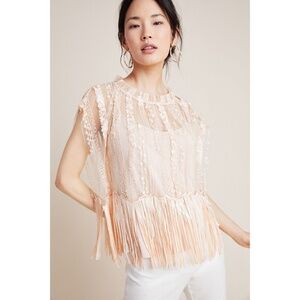 Anthropologie Eva Franco Cici Beaded Fringe Sleeveless Blouse